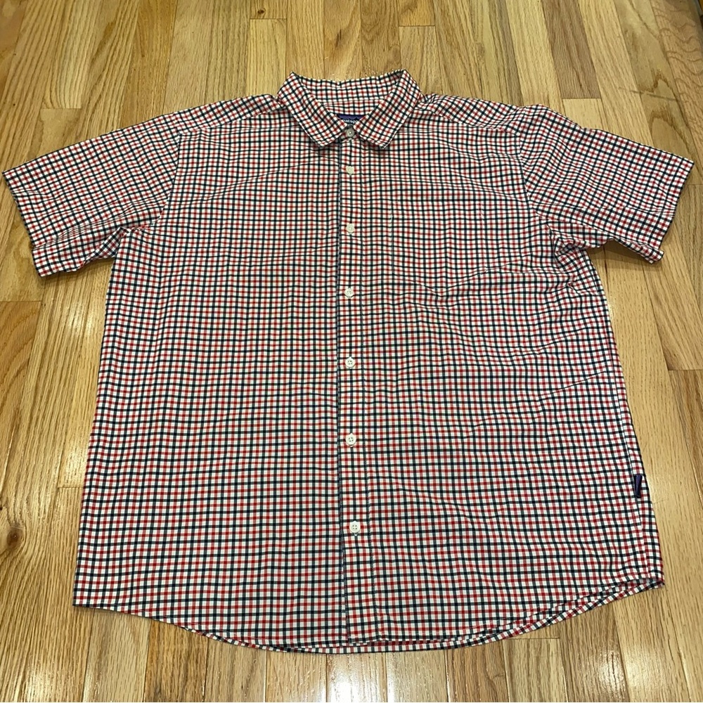 Patagonia Button Up Short Sleeve Red Black White Size Large